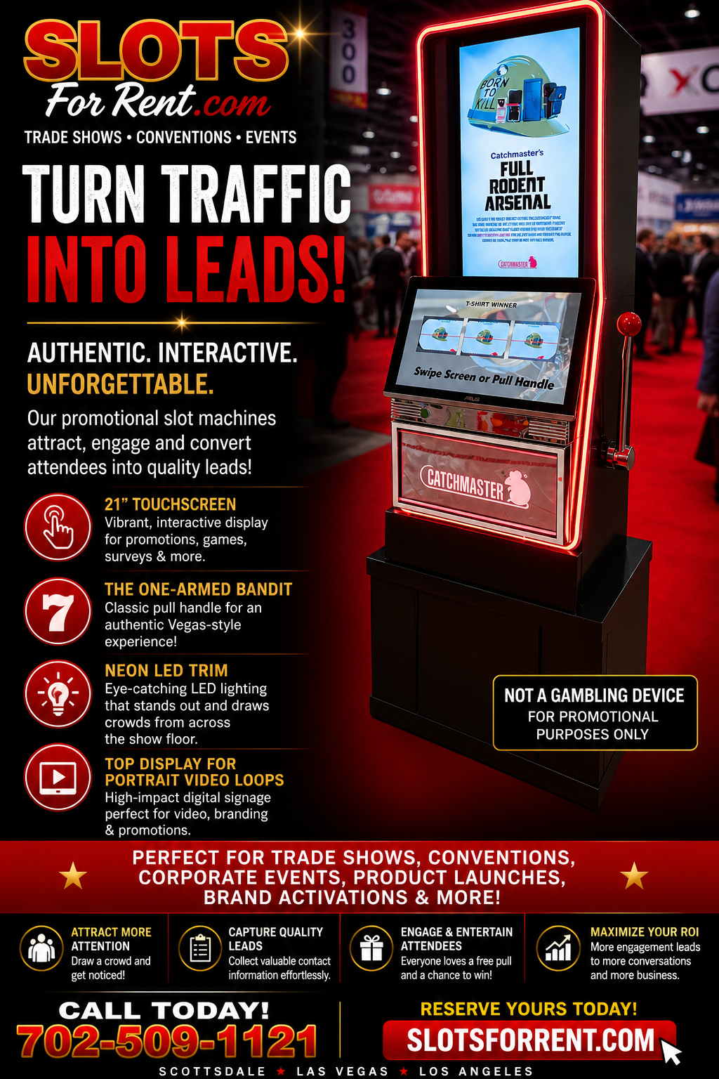 Mega Touch slot machine with pull arm rental