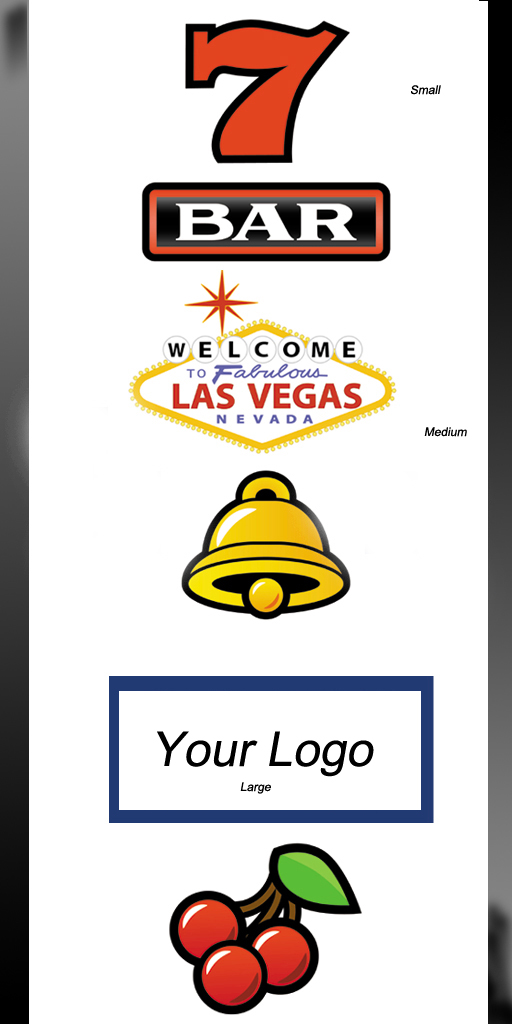 Example promotional slot reel icons and prize levels for custom slot branding